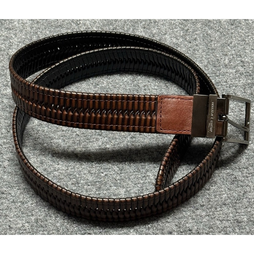 Donald Trump Belt Mens 42 Black Brown Reversible Woven Dress Braided
